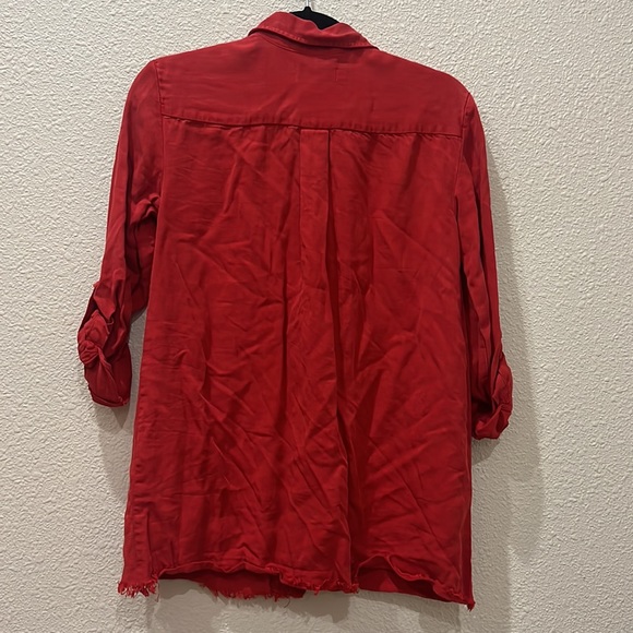 Zara Premium Denim Collection Red Button Up - Picture 2 of 5